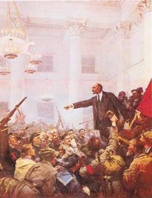 Ο Β. Ι. Λένιν ανακηρύσσει τη σοβιετική εξουσία