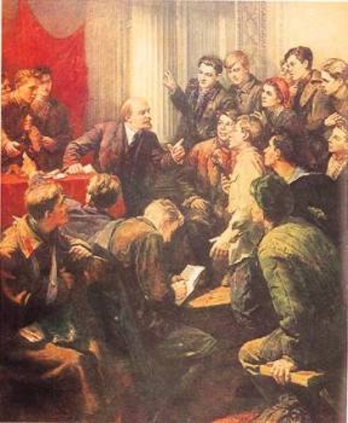 Ο Β. Ι. Λένιν με αντιπροσώπους στο 3ο Συνέδριο της Κομσομόλ