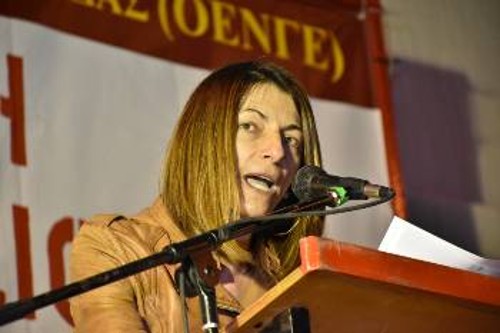 Στο βήμα η πρόεδρος της ΟΕΝΓΕ