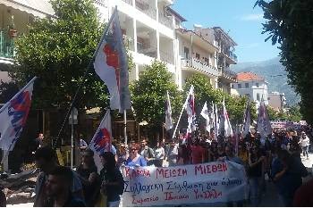 Από την απεργιακή συγκέντρωση του Εργατικού Κέντρου Ιωαννίνων τον περασμένο Μάη