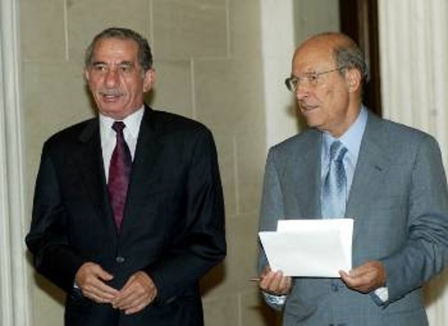 Από τη συνάντηση του πρωθυπουργού, Κ. Σημίτη, με τον Πρόεδρο της Κυπριακής Δημοκρατίας, Τάσο Παπαδόπουλο