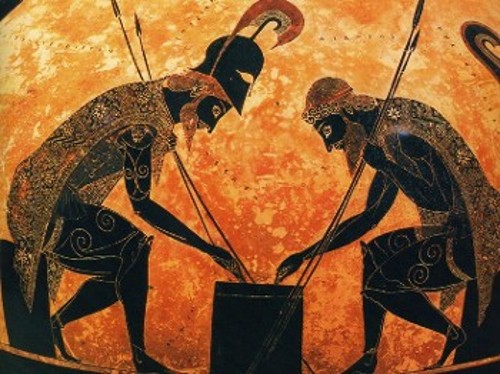 Ο Αχιλλέας με τον Αίαντα παίζουν επιτραπέζιο παιχνίδι ζαριών