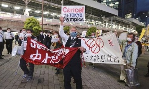 Από τις διαμαρτυρίες με αίτημα την ακύρωση των Ολυμπιακών Αγώνων του 2020