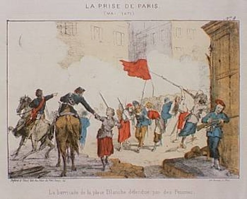 Η κατάκτηση του Παρισιού. Οδόφραγμα στην πλατεία Μπανς, το οποίο υπερασπίζονται γυναίκες