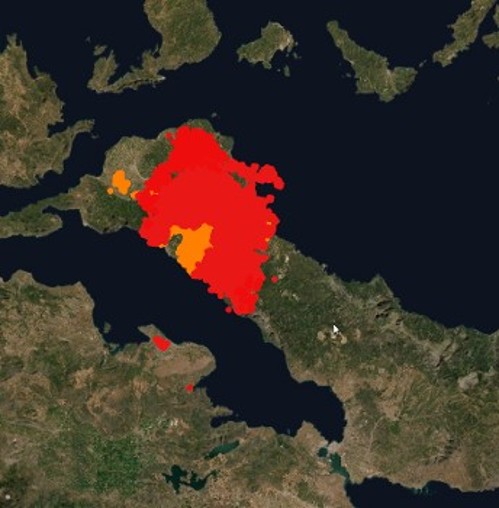 ...και στην Εύβοια, όπου η καταστροφή συνεχιζόταν και χτες (πηγή: Εθνικό Αστεροσκοπείο Αθηνών)