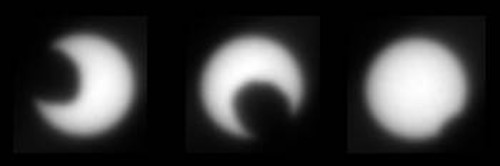 Η μερική έκλειψη ηλίου που κατέγραψε το «Οπορτούνιτι», καθώς περνούσε ο δορυφόρος του Αρη, Φόβος. Το όχημα είχε τη δυνατότητα να καταγράψει και τη μικρότερης έκτασης έκλειψη που προκαλεί ο άλλος δορυφόρος, ο Δείμος, καθώς περιφέρεται σε απόσταση πολύ μεγαλύτερη από το Φόβο
