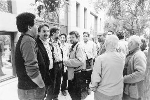 Συνδικαλιστές του ΠΑΜΕ έξω από το υπουργείο Ανάπτυξης