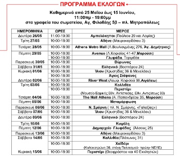 Το πρόγραμμα των εκλογών