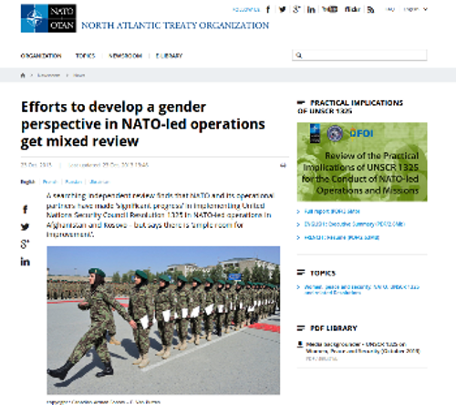Οι προσπάθειες του ΝΑΤΟ να αναπτύξει την «έμφυλη οπτική» προβάλλονται και μέσα από την ιστοσελίδα του ιμπεριαλιστικού οργανισμού