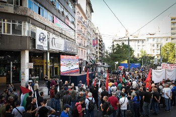 Από την απεργιακή συγκέντρωση στην Αθήνα
