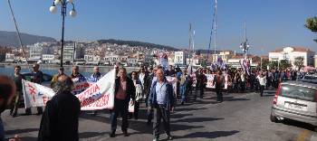 Δυναμική ήταν η πορεία που συγκροτήθηκε και στο λιμάνι της Μυτιλήνης