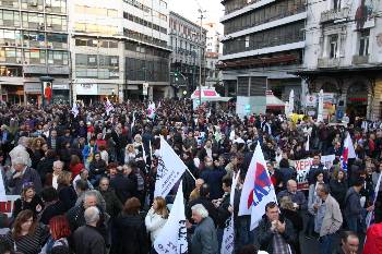 Αποψη της συγκέντρωσης στην Ομόνοια