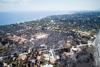 Αεροφωτογραφία από την καταστροφή στο Μάτι