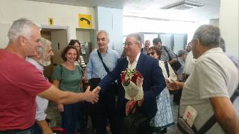 Από την υποδοχή στο αεροδρόμιο της Χίου