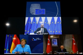 Από τη χτεσινή τηλεδιάσκεψη Μέρκελ - Μισέλ - Ερντογάν, που άναψε το «πράσινο φως» στις διερευνητικές