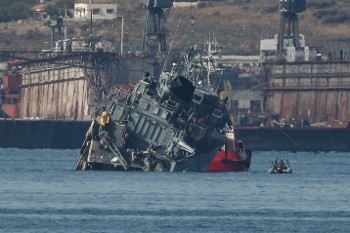Το ναρκοθηρευτικό «ΚΑΛΛΙΣΤΩ» μετά τη σύγκρουση