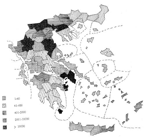 Γεωγραφική κατανομή (κατά νομό)κατασχεθέντων ποσοτήτων ηρωίνης σε γραμμάρια. Κατασχέσεις 2004(2)