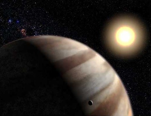 Ο γιγαντιαίος αεριώδης πλανήτης του αστέρα HD 209458, με ατμόσφαιρα πλούσια σε νάτριο, όπως τον φαντάστηκε ο καλλιτέχνης.