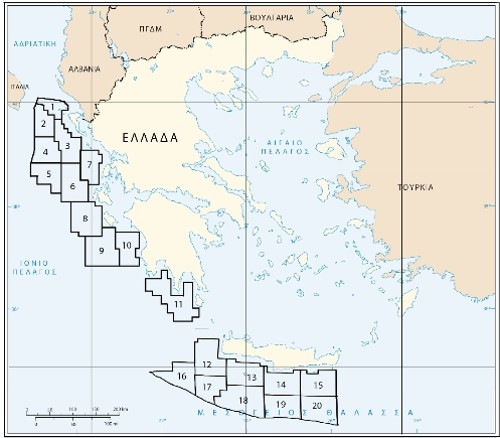 Ο χάρτης με τα 20 «οικόπεδα» στο Ιόνιο και νότια της Κρήτης
