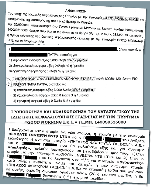 Αποσπάσματα από τη σύσταση της «Good Morning IKE» και στη συνέχεια την πώλησή της στην κυπριακή «Lokats Investments LTD»