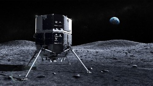 Καλλιτεχνική απεικόνιση της διαστημοσυσκευής HAKUTO, όπως θα ήταν στην επιφάνεια της Σελήνης, αν δεν είχε συντριβεί