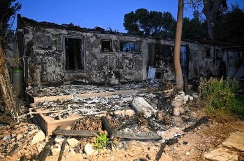 Κατοικία στο κιμπούτς Be'eri, με εμφανή τα σημάδια από το χτύπημα με βαρέα όπλα