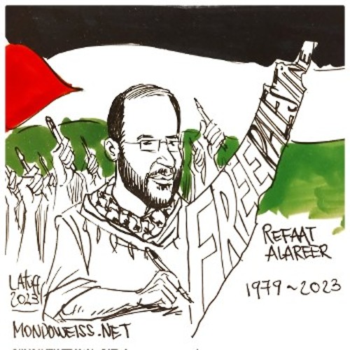 Σκίτσο του Κάρλος Λατούφ προς τιμή του Ρεφάατ Αλαρίρ