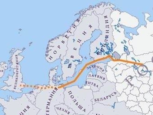Η διαδρομή του αγωγού φυσικού αερίου από τη Ρωσία, μέσω της υποθαλάσσιας σήραγγας στη Βαλτική, στη Γερμανία