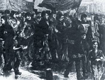 Εκδήλωση αλληλεγγύης των Αγγλων εργατών προς την Παρισινή Κομμούνα. Λονδίνο, 1871. Στην εκδήλωση συμμετείχαν 300.000 λαού