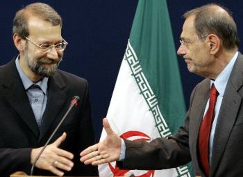 Από την πρόσφατη συνάντηση του Ιρανού διαπραγματευτή Α. Λαριτζάνι με τον γνωστό... ιέρακα Χ. Σολάνα από την ΕΕ