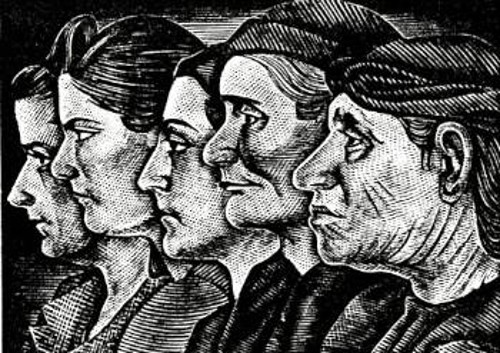 «Γυναίκες στην Αντίσταση» (ξυλογραφία σε όρθιο ξύλο)