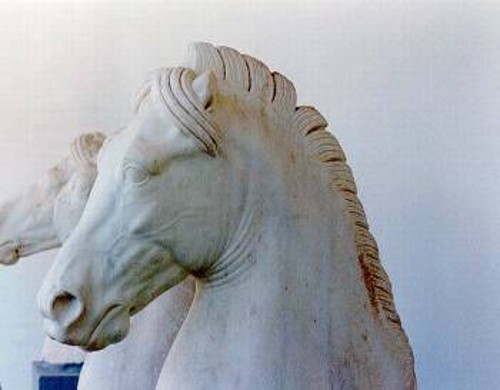 Στο Αρχαιολογικό Μουσείο, θαυμάζουμε τη μαρμάρινη προτομή αλόγου, υπερφυσικού μεγέθους, ελληνιστικών χρόνων από τις Τρεις Καμάρες Χαλκίδας