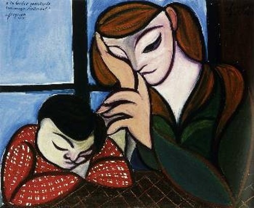 «Μητέρα και παιδί με κόκκινη ποδιά», Αντρέ Φουγκερόν