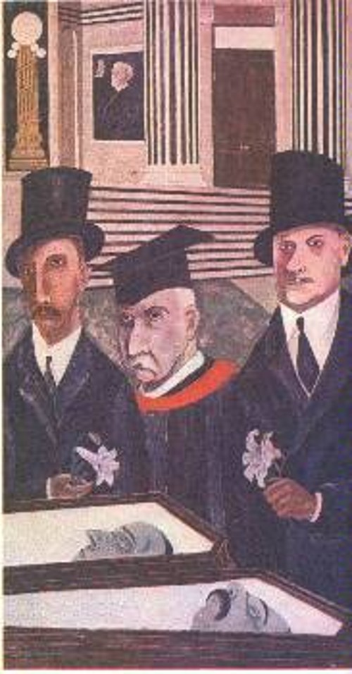 Η επιτροπή Φούλερ μπροστά στους νεκρούς Σάκο και Βαντσέτι (πίνακας του Αμερικανού Μπεν Σαν)