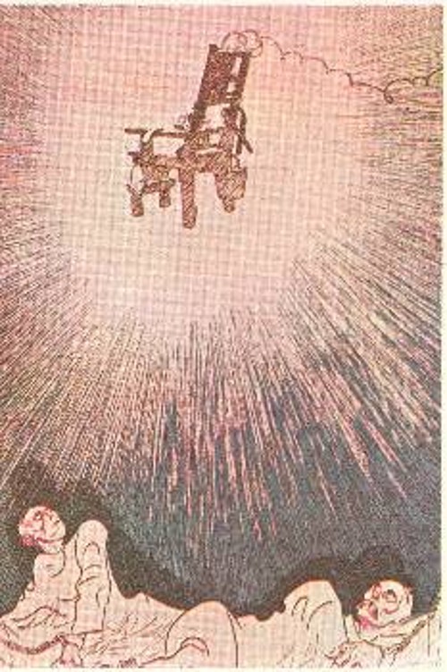 Ο Σάκο και ο Βαντσέτι βλέπουν την ηλεκτρική καρέκλα σαν λύτρωση από τη Δικαιοσύνη των ΗΠΑ (σχέδιο της εποχής) 