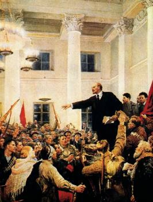 Ο Λένιν ανακηρύσσει την μπολσεβική εξουσία στο δεύτερο Συνέδριο των Σοβιέτ (πίνακας του Β. Σερόφ)