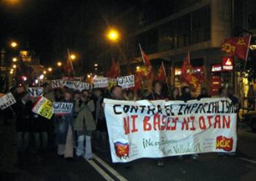 Από πρόσφατη διαδήλωση του ΚΚ των Λαών της Ισπανίας ενάντια στο ΝΑΤΟ