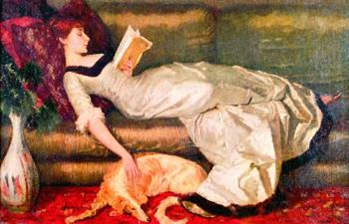 Ιάκωβου Ρίζου, «Κυρία στον καναπέ», λάδι σε μουσαμά, περ. 1900