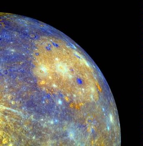 Αποψη της λεκάνης Καλόρις του Ερμή όπως την κατέγραψε η διαστημοσυσκευή «Messenger»