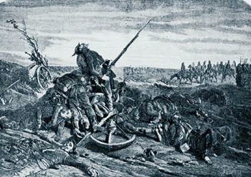 Στις 3 Σεπτέμβρη ο Ναπολέων, παραδίδοντας το σπαθί του στους Πρώσους, παραδίδει κι ένα στράτευμα από 80.000 άνδρες (Αναπαράσταση της ήττας του γαλλικού στρατού στο Σεντάν)