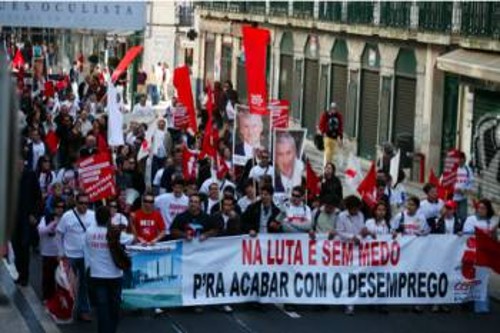 Από πρόσφατη εργατική διαδήλωση στη Λισαβόνα