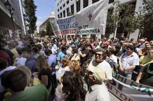 Από προηγούμενη κινητοποίηση των εργαζομένων στο κέντρο της Αθήνας στις 3 Ιούνη