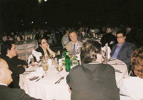Αποψη από την εκδήλωση. Διακρίνονται η Αλ. Παπαρήγα, αριστερά η Λ. Κανέλλη, στο κέντρο ο Κ. Λιάσκας και δεξιά ο διευθυντής του «Ρ» Δ. Κουτσούμπας