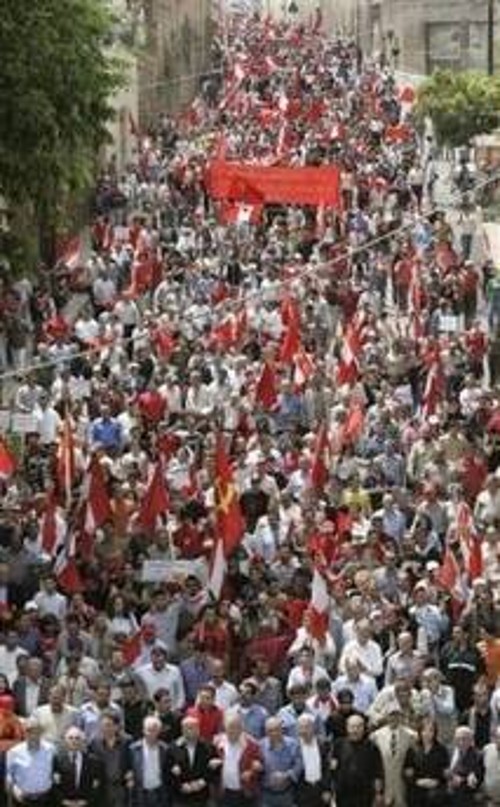 Από φετινή διαδήλωση του Λιβανικού ΚΚ ενάντια στα ιμπεριαλιστικά σχέδια στη Μέση Ανατολή και τις επεμβάσεις στα εσωτερικά του Λιβάνου