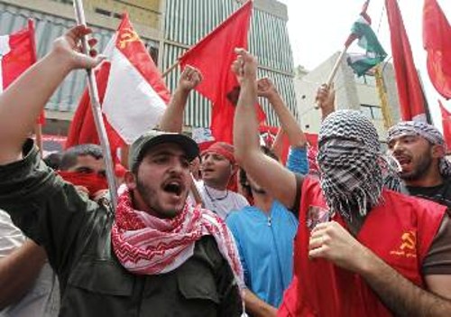 Από τις διαδηλώσεις των κομμουνιστών στο Λίβανο