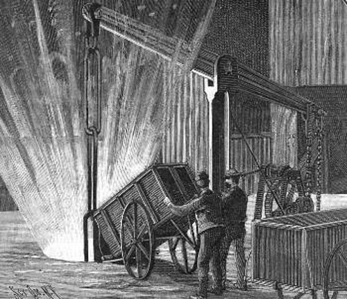 Εργάτες σε εργοστάσιο σιδήρου - χάλυβα στα τέλη του 18ου αιώνα