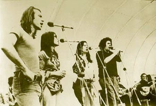 Από τις πρόβες για τη συναυλία στη Στοκχόλμη, το 1973