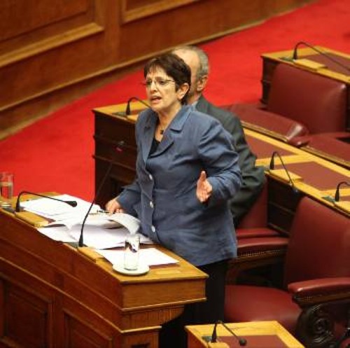 Η Αλέκα Παπαρήγα στη χτεσινή συζήτηση της Επίκαιρης Ερώτησης στη Βουλή