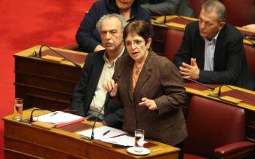 Η Αλέκα Παπαρήγα στη χτεσινή συζήτηση της Επίκαιρης Ερώτησης στη Βουλή