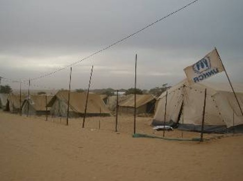 Αποψη του προσφυγικού καταυλισμού Σούσα, στο Ρας Ατζντίρ, πριν τις σοβαρές καταστροφές από τις συγκρούσεις μεταξύ εγκλωβισμένων προσφύγων και την πυρπόληση μεγάλου μέρους σκηνών